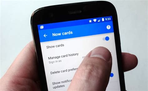 manage google now cards